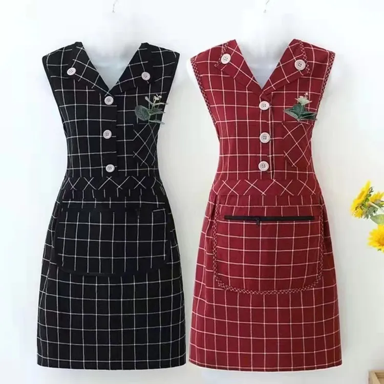 围裙女漂亮年轻透气罩衣防油拉链厨房做饭围腰上班围裙厨房专用