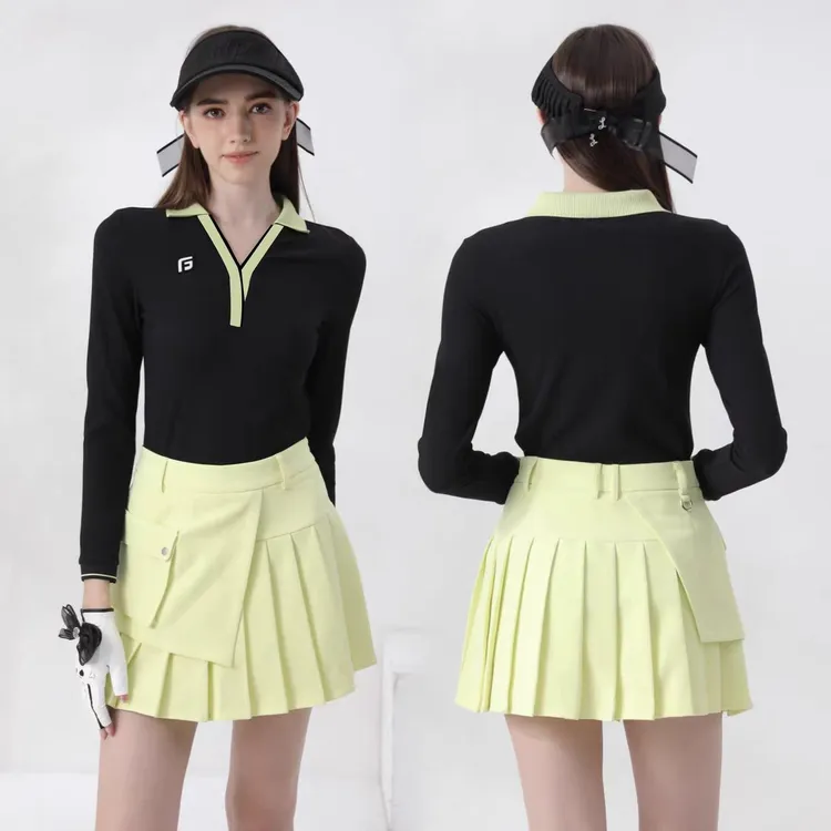 高尔夫女士服装秋季运动V领长袖韩版修身弹力舒适女装显瘦高腰裤