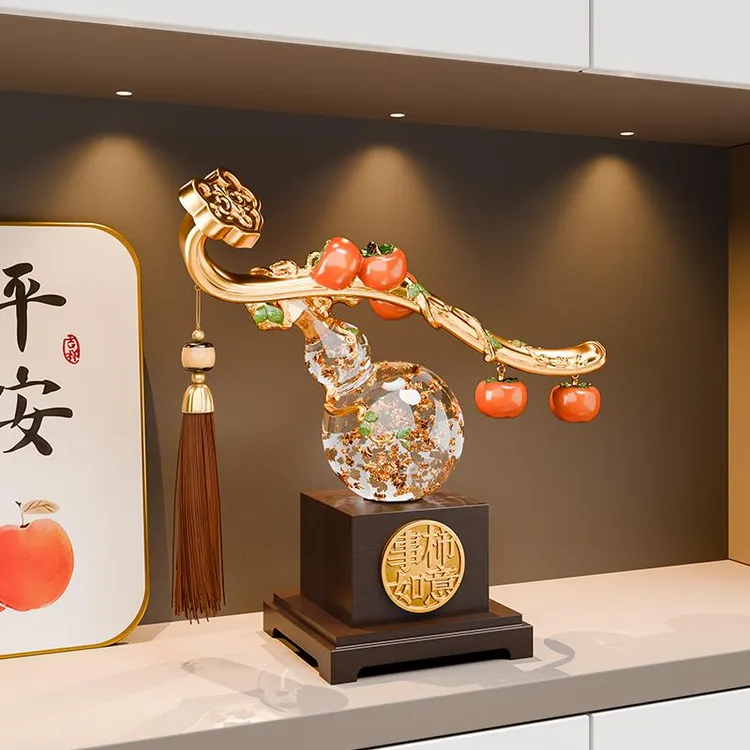 中式水晶葫芦摆件客厅旺宅装饰品酒柜电视柜轻奢高档工艺品礼物