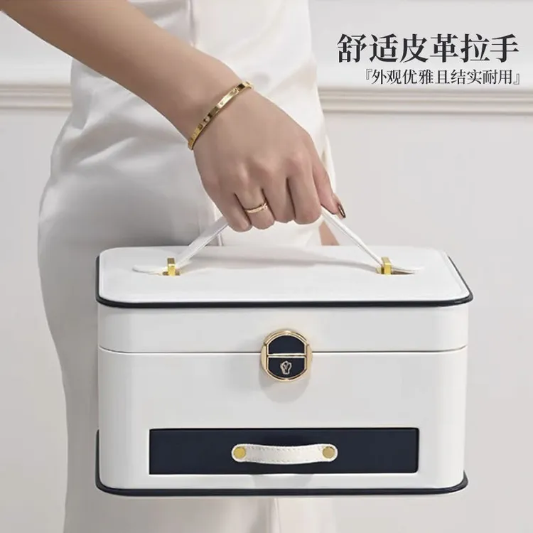 大容量首饰盒2025款项链耳环耳钉戒指手镯黄金饰品防尘带锁收纳盒