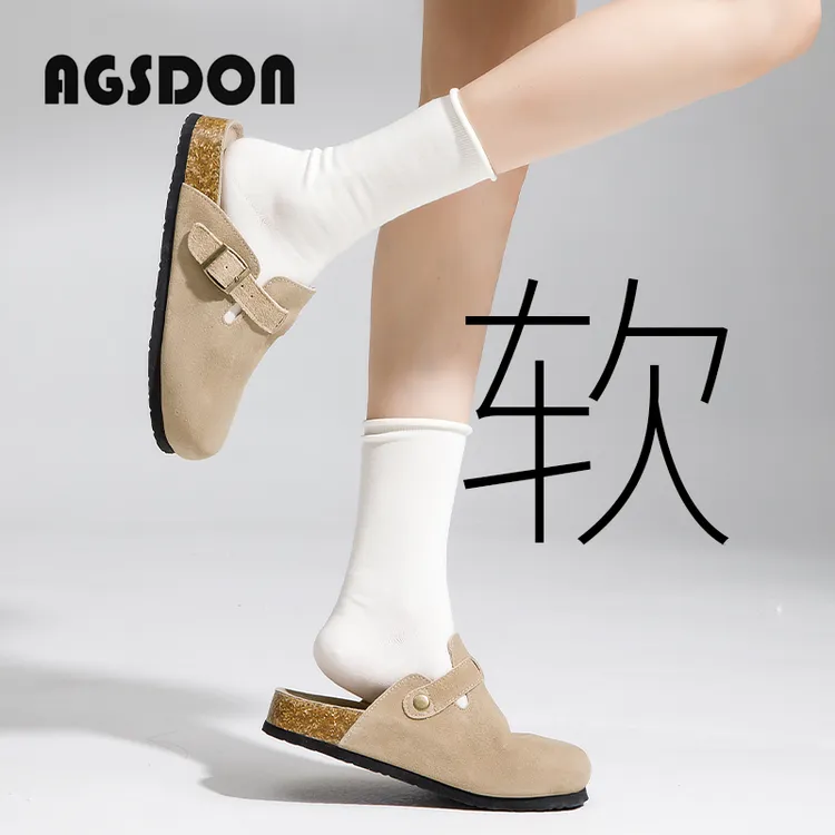 奥古狮登百搭勃肯鞋女2025新款厚底包头半拖鞋秋外穿博肯女单鞋子