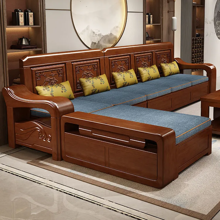 实木沙发组合橡胶木现代简约冬夏两用全实木沙发客厅中式家具