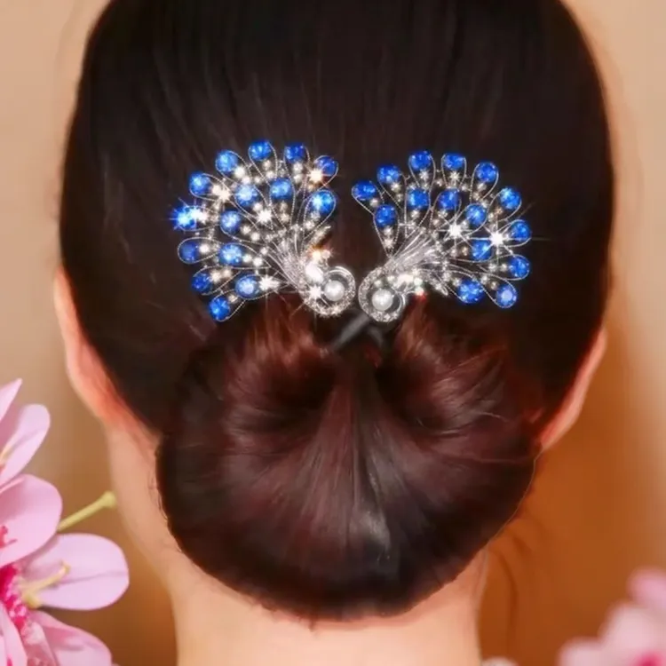 高级感复古孔雀发夹女后脑勺花苞头盘发器懒人丸子头扭扭夹子头饰