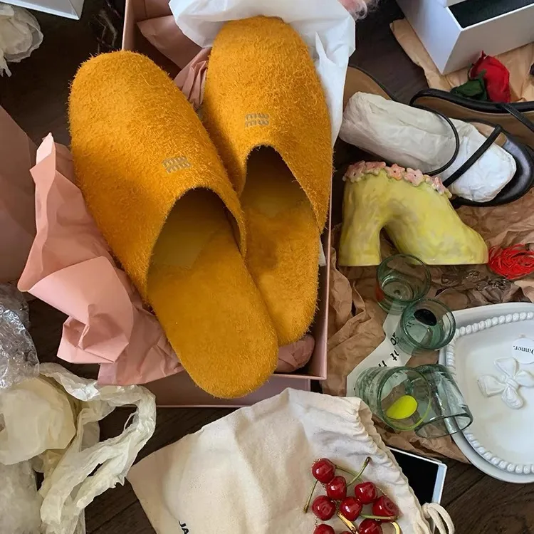 2024秋冬新款平底包头懒人一脚蹬半拖穆勒鞋拖鞋女外穿