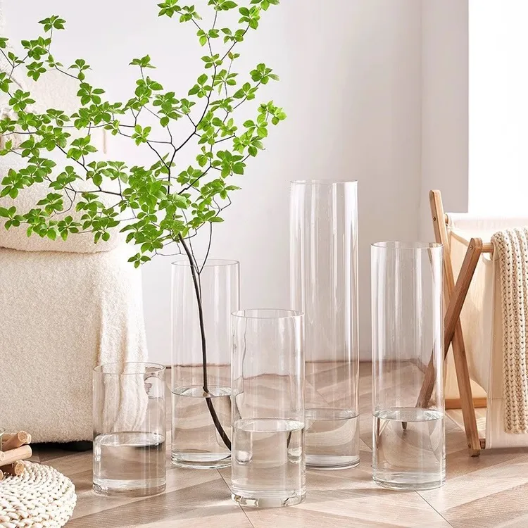 网红爆款简约超值好看直筒家居生活水培龙柳马醉木吊钟鲜花插花瓶