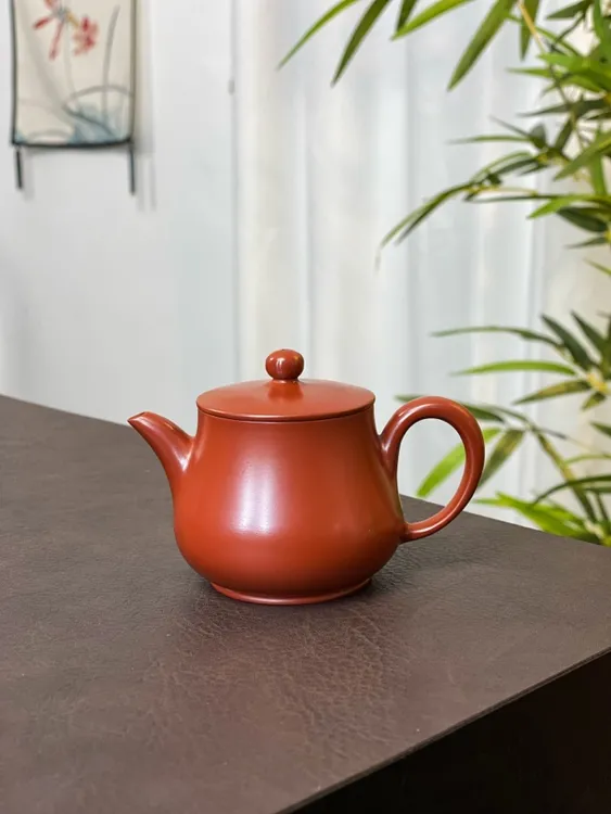 朝阳壶 红泥全手工手拉壶大口实用薄胎潮汕功夫茶具朱泥壶