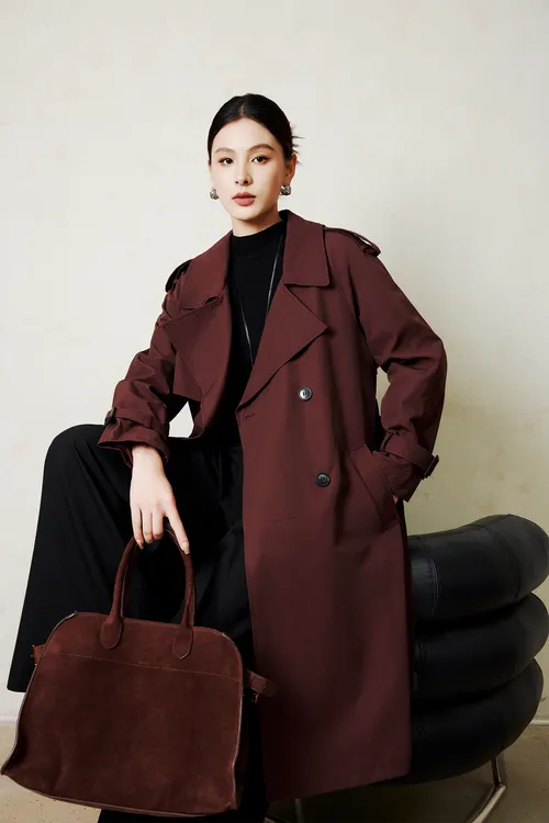 商场品质安哥拉红色风衣卡其时尚显瘦韩版小个子外套秋季2024新款