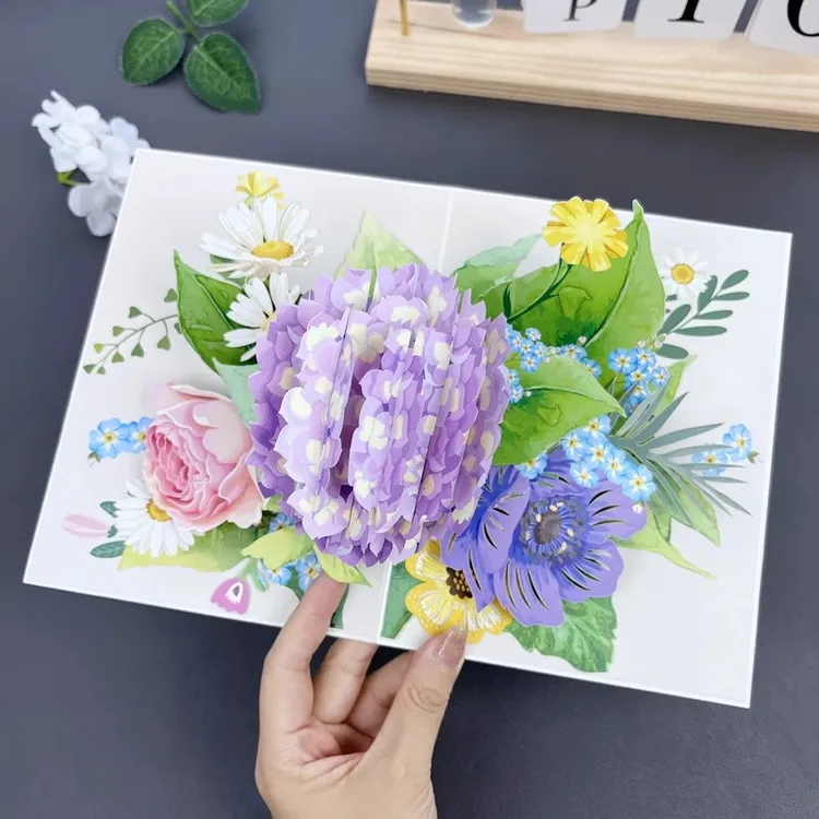 绽放的绣球花教师节贺卡创意手工立体高级感鲜花感恩小卡片送闺蜜