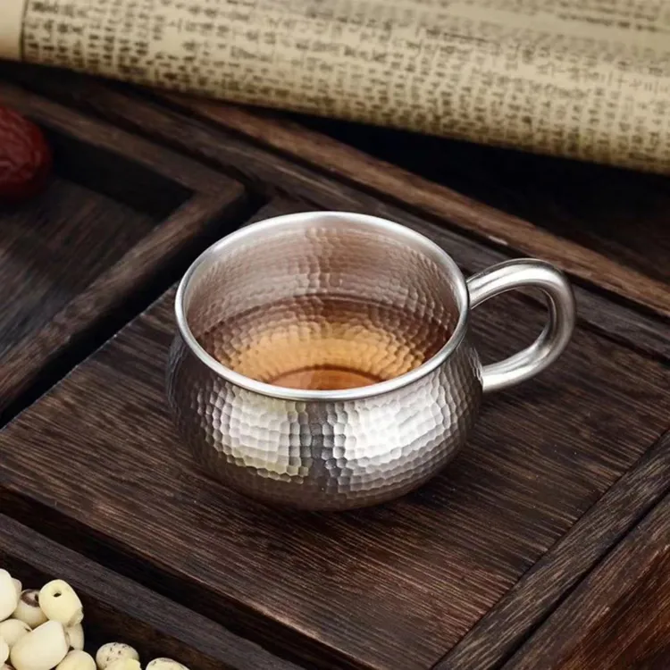 足银银制品 足银999主人杯 纯银茶杯 口径6 重约80克