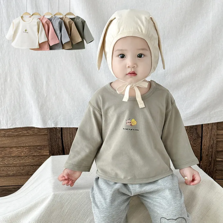 儿童纯棉打底衫春秋长袖洋气外穿衣服外套男女宝宝圆领T恤棉毛衫