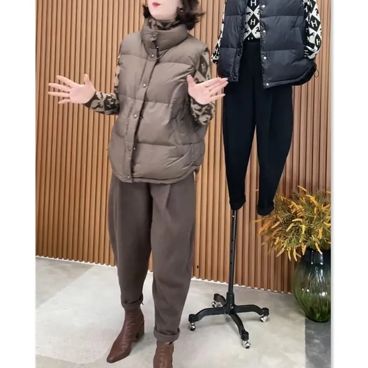 冬季新款休闲洋气女棉马甲立领宽松女装