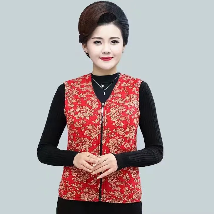 【专属】中老年妈妈绒棉马甲女2023新款秋冬季加厚坎肩短款奶奶保暖