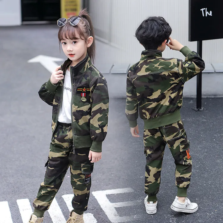 儿童迷彩服春秋装2024新款小学生户外军训服班服幼儿园演出服套装
