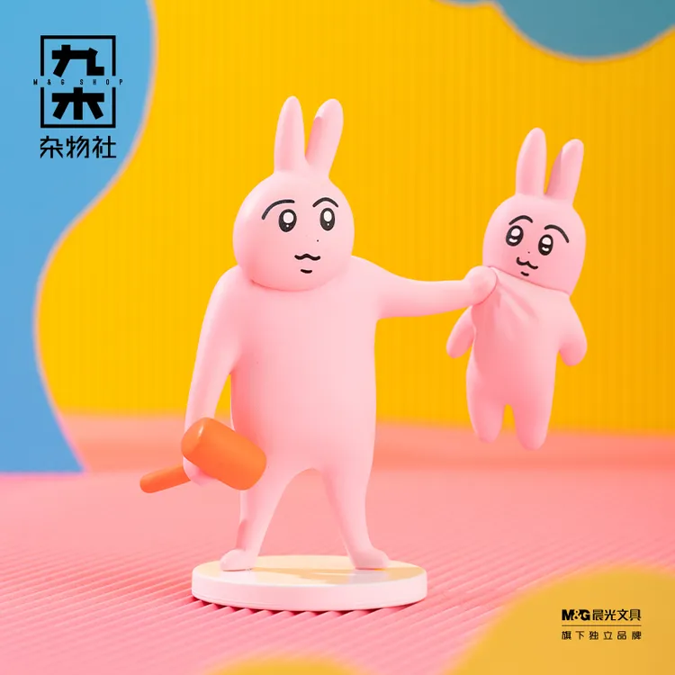 九木杂物社粉红兔子“我的朋友”系列盲盒公仔双人产品创意恶搞可爱