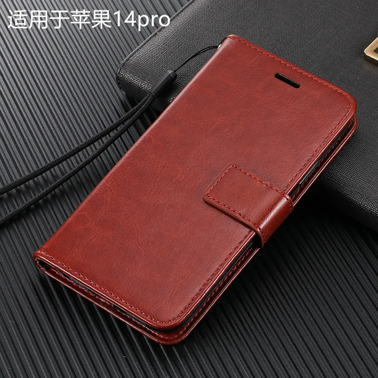 适配苹果14pro手机壳翻盖式iPhone14pro皮套十四全包14p男女新款