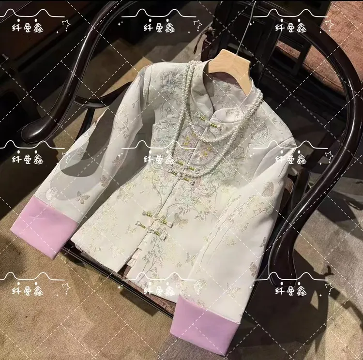 2025春秋新款新中式国风立领盘扣时尚重工刺绣复古重工女外套