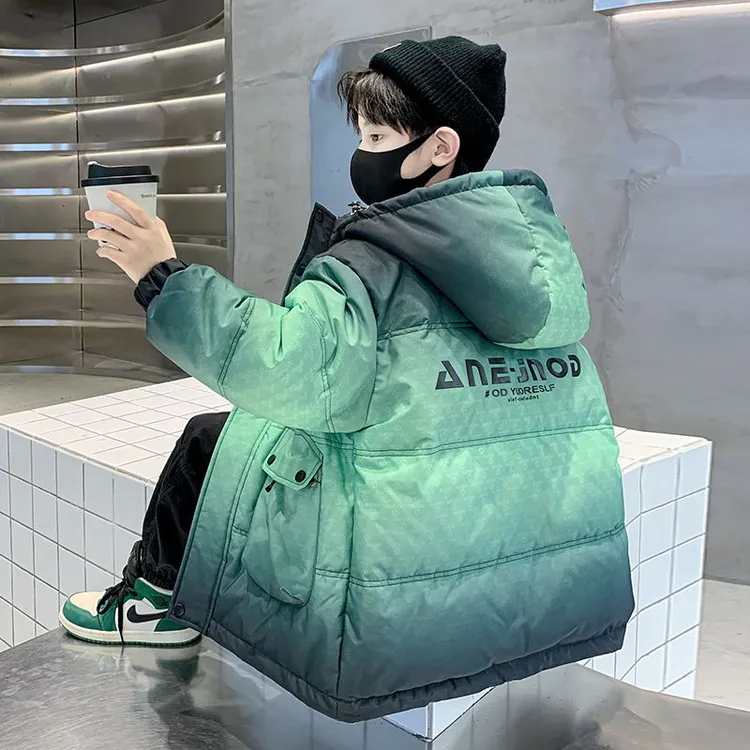 棉袄洋气男童棉内胆男孩冬季连帽加厚保暖中长款帅气棒球服男童