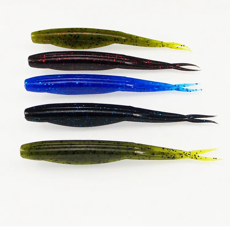 esfishing仿生针叉尾路亚假饵fluke9厘米12厘米软饵打黑翘嘴鲈鱼