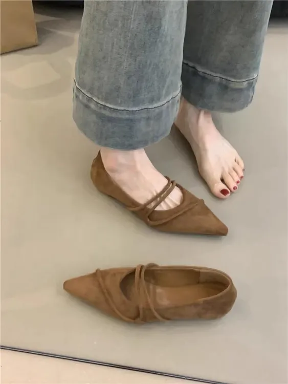 2024新款豹纹平底鞋女尖头浅口单鞋子内增高气质百搭软皮奶奶瓢鞋