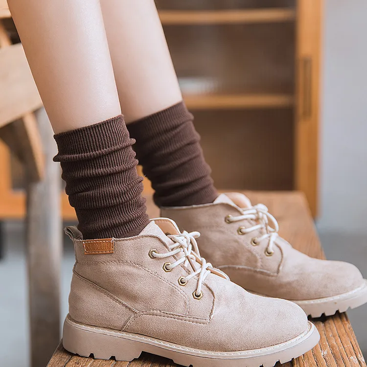 袜子女堆堆袜春秋纯棉长袜咖色韩国美拉德长筒袜潮日系复古中筒袜