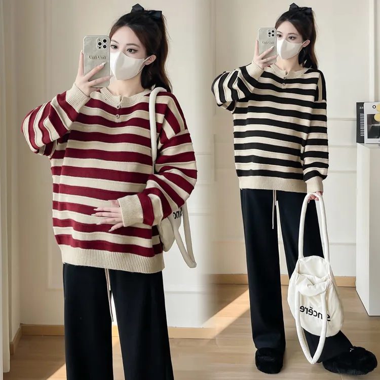 孕妇毛衣秋冬加厚新款时尚上衣宽松慵懒风显瘦洋气针织孕妇打底衫