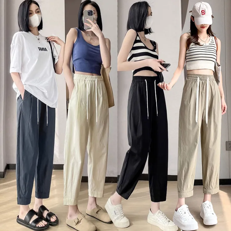 孕妇萝卜裤夏季外穿小个子九分裤宽松休闲哈伦裤冰丝速干裤夏薄款