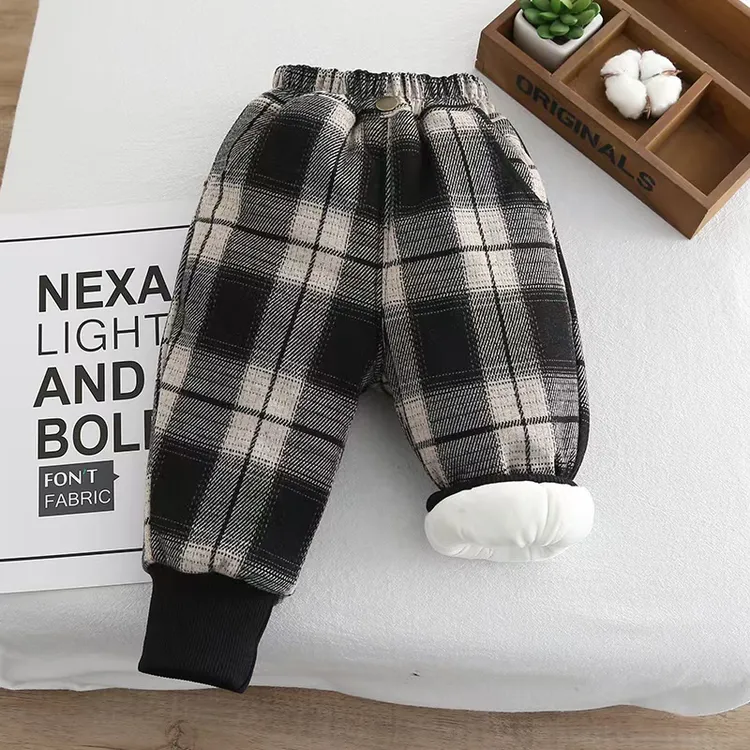 儿童加绒加厚棉裤一条过冬三层夹棉裤子中小童保暖特厚保暖冬装潮