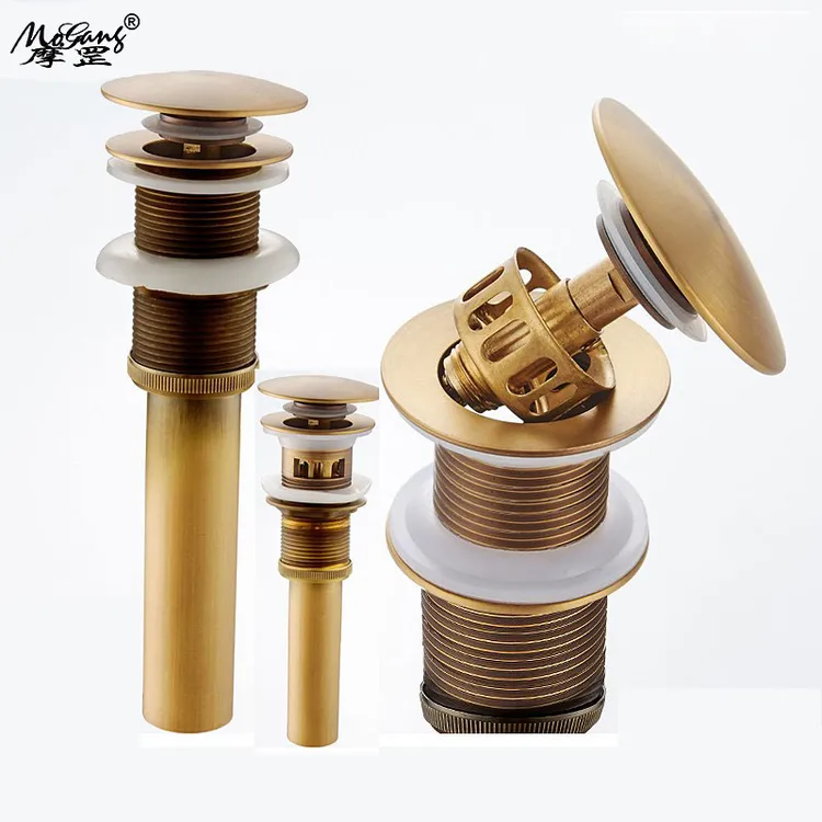 MoGang/摩罡古铜欧式洗脸盆下水器洗手盆仿古金色黑色弹跳下水器