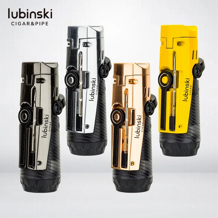LUBINSKI多功能雪茄创意打火机带开孔器通针烟托直冲工具点火器男