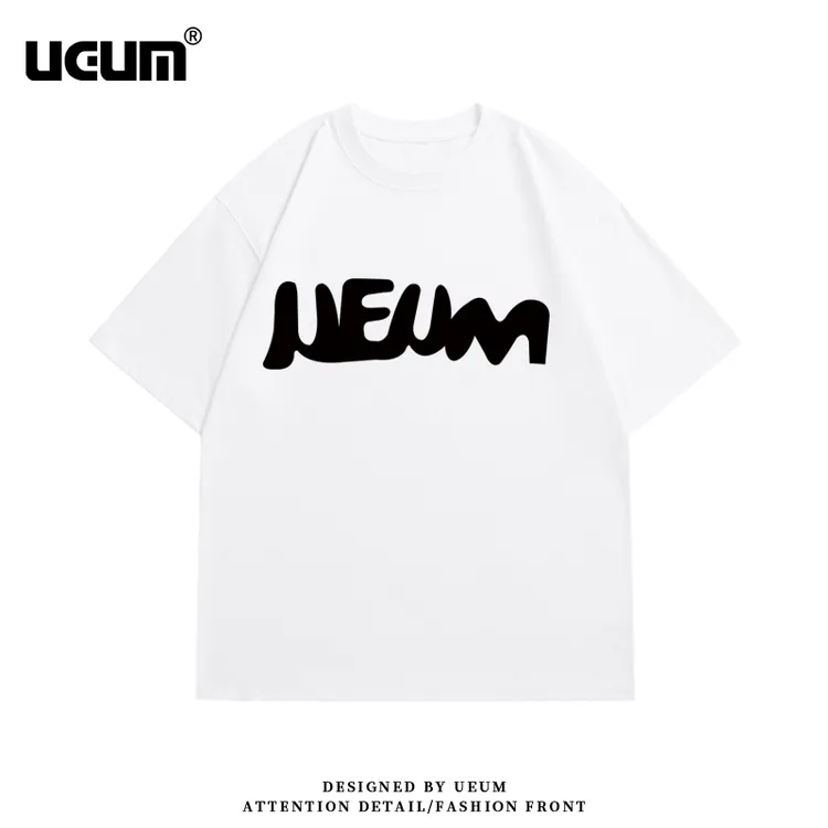 UEUM  重磅不透纯棉t恤印花美式运动休闲百搭复古ins圆领街头国潮