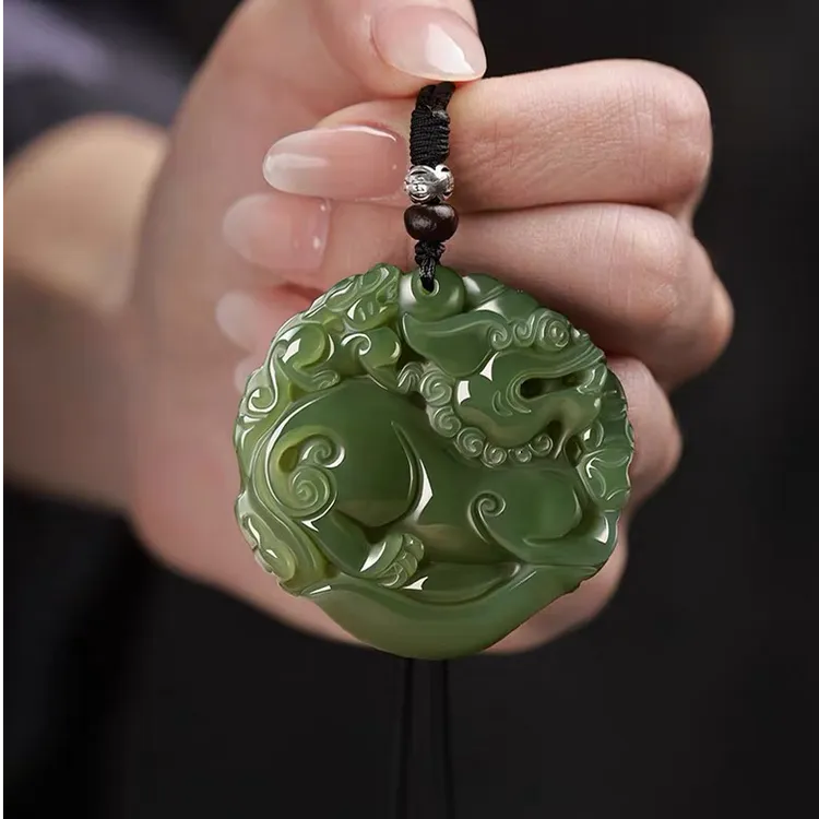 天然和田玉貔貅吊坠男女款双面招财皮丘招财进宝元宝貔恘项链玉佩