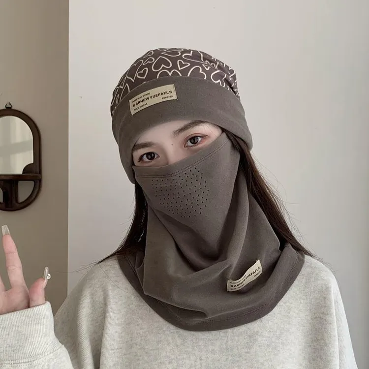 帽子冬天女款骑行保暖盆帽护耳防寒防护防风面罩月子护颈脖子