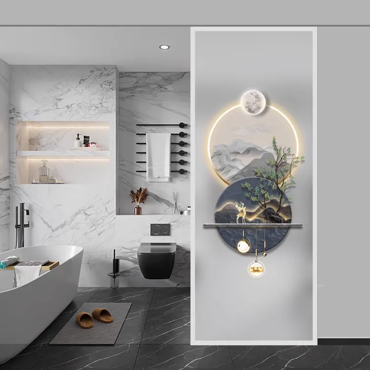 简约定制艺术玻璃客厅隔断玄关卫生间半墙遮挡洗漱台轻奢装饰屏风