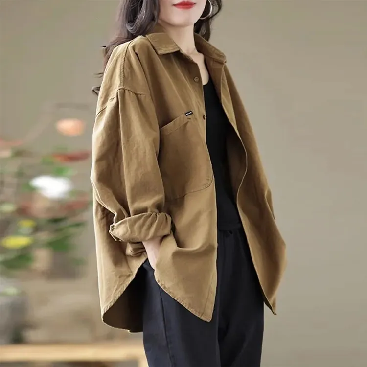 长袖衬衫外套女士2025春秋季新款大码女装时尚洋气小个子夹克上衣