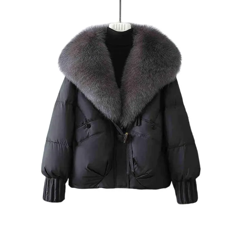 高级感宽松休闲棉服女2025冬季新款时尚保暖大毛领设计感气质外套