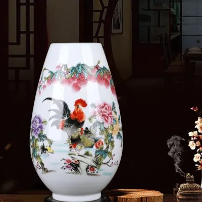 景德镇创意陶瓷花瓶摆件客厅白瓷插花器干花家居客厅布置家居用品