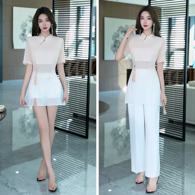 高端柔式spa师服装中式气质显瘦足疗养生采耳技师工作服秋冬新款