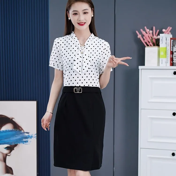 时尚夏季新款气质时尚百搭包臀假两件修身女装减龄连衣裙