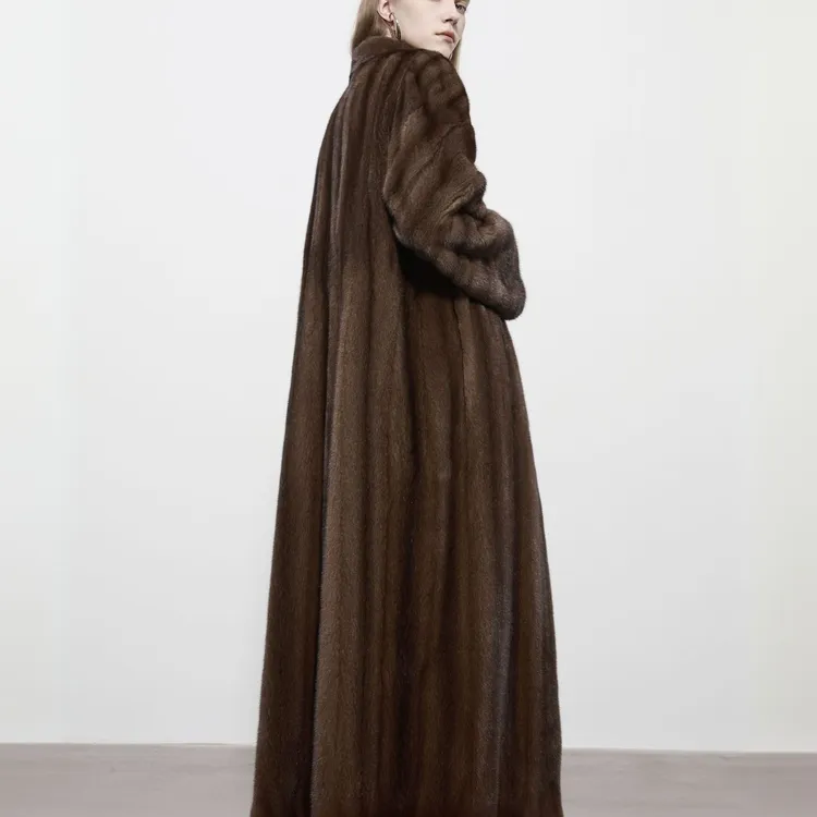 全抽+分刀/罕见1米35含领特长款【沙漠玫瑰】进口水貂大衣外套26028