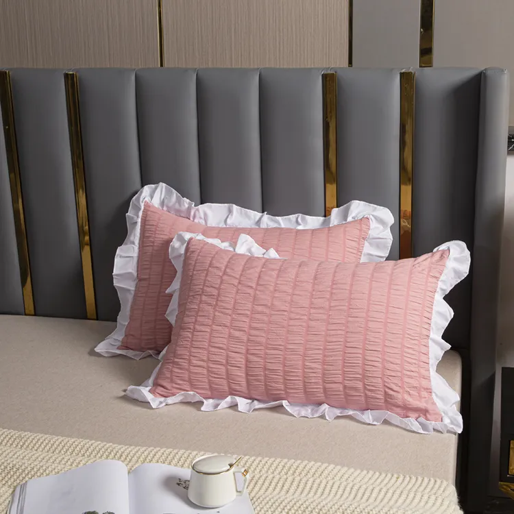 公主风花边枕套一对装成人枕头套单人标准48x74cm枕芯套韩版