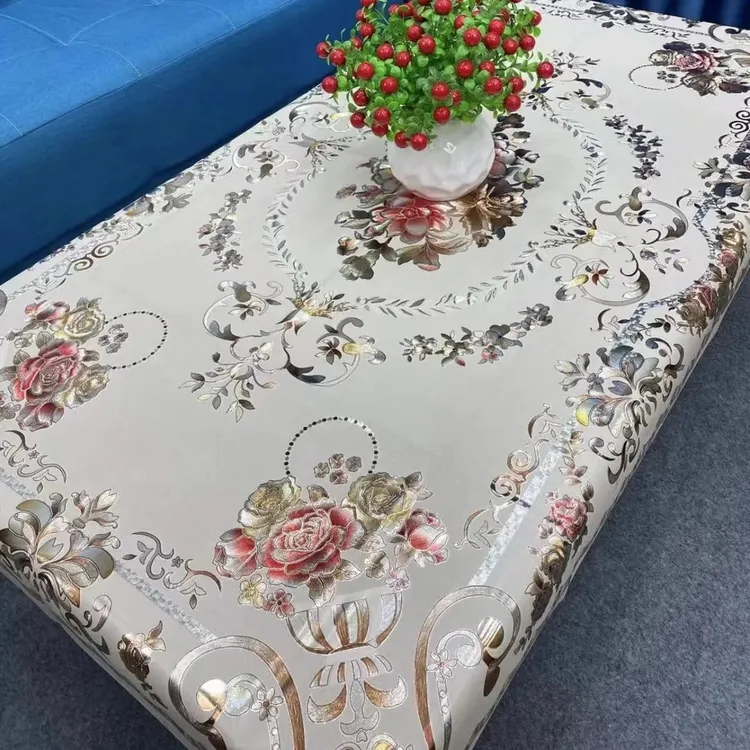 90*150牡丹花桌布国色天香防水防油加厚加大茶几餐家用免洗长方形