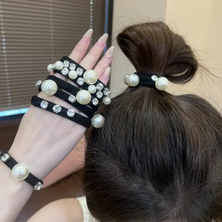 香妃恋人新款韩系珠珠头绳女生高马尾 丸子头 高级千金感发圈发绳