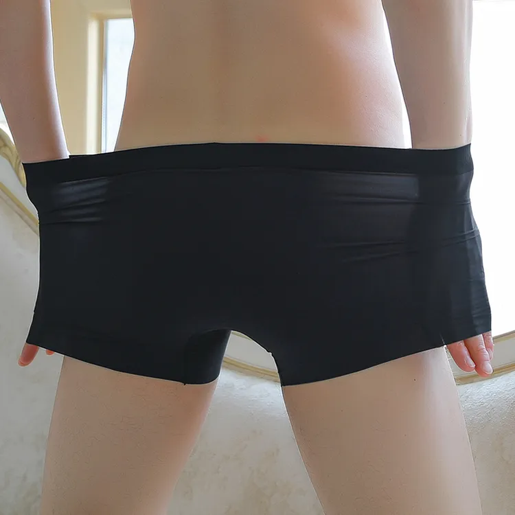2024年新款爆款男士冰丝无痕平角内裤男生透气性感冰蚕丝四角短裤