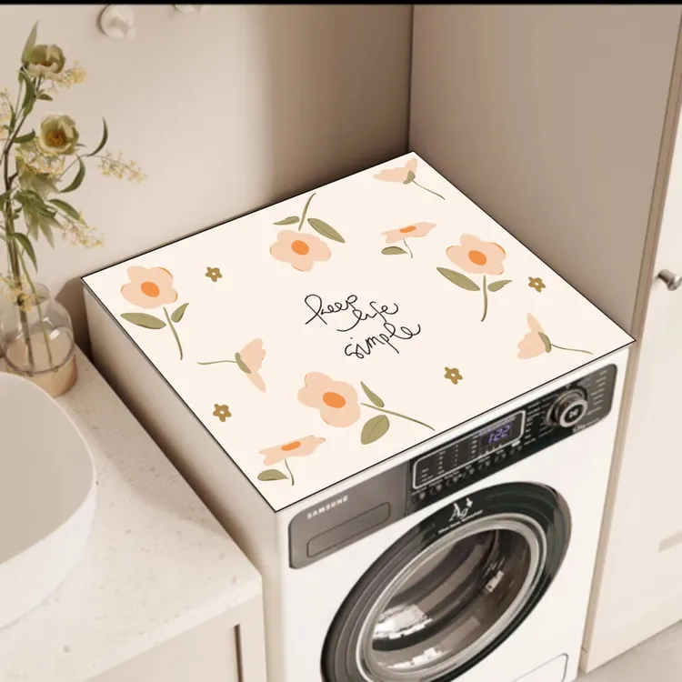 滚筒洗衣机垫吸水防滑冰箱盖布防尘盖垫蓝色主图硅藻泥垫保护简约