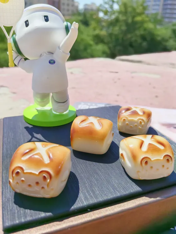 天然象牙果原果雕刻碳烤十字小熊面包菩提手串DIY配饰吊坠包