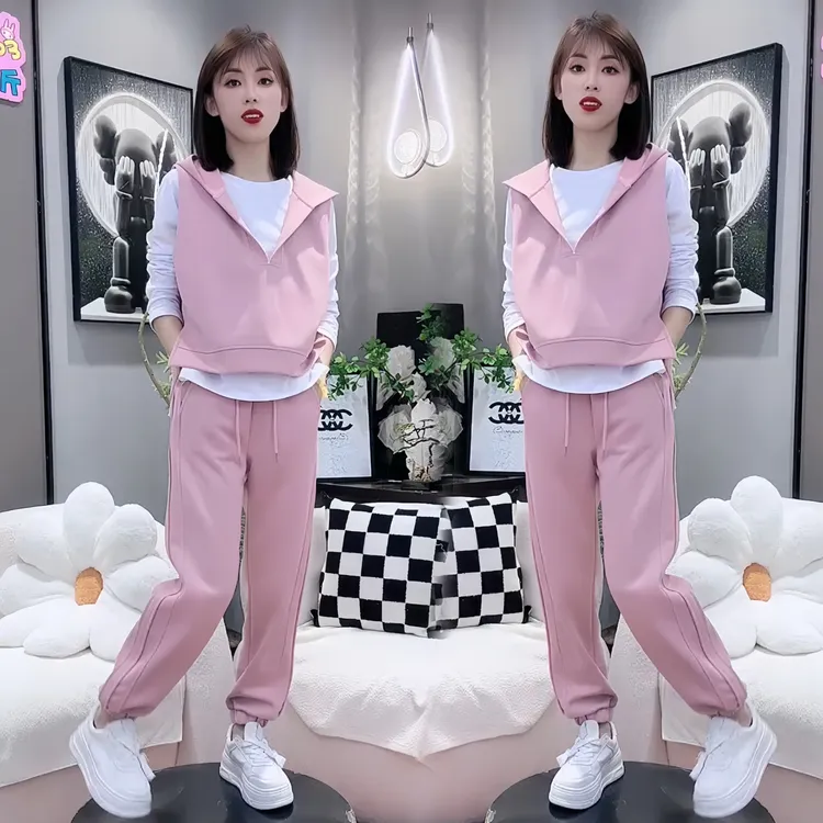 休闲运动套装女爆款春秋新款网红时尚洋气减龄宽松显瘦三件套