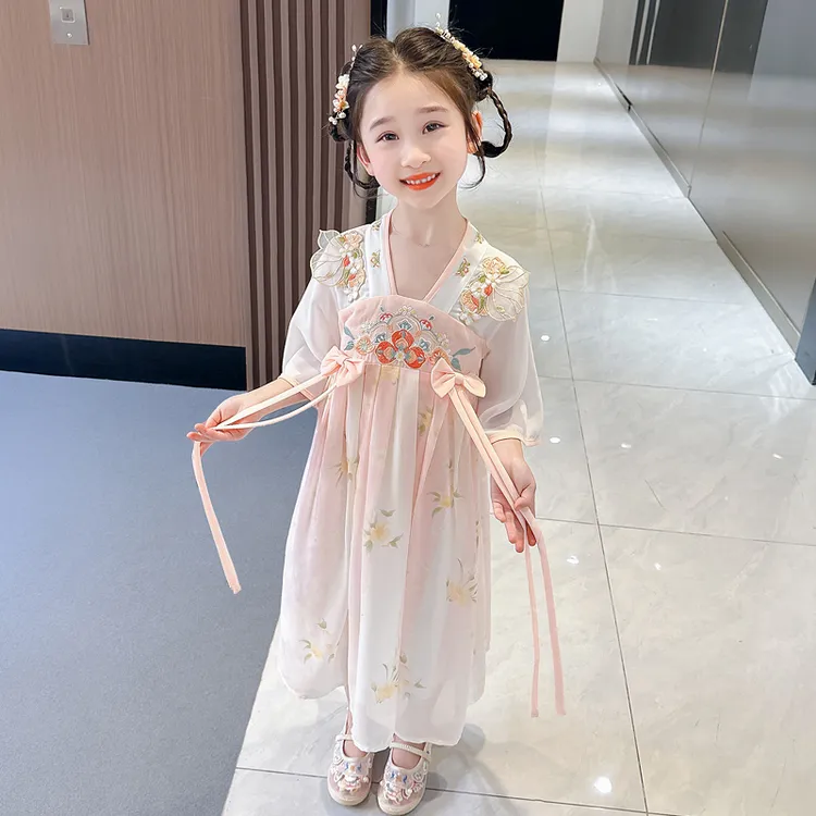 女童汉服2025夏季洋气儿童夏薄款薄宝宝中国风古风小女孩仙气裙子