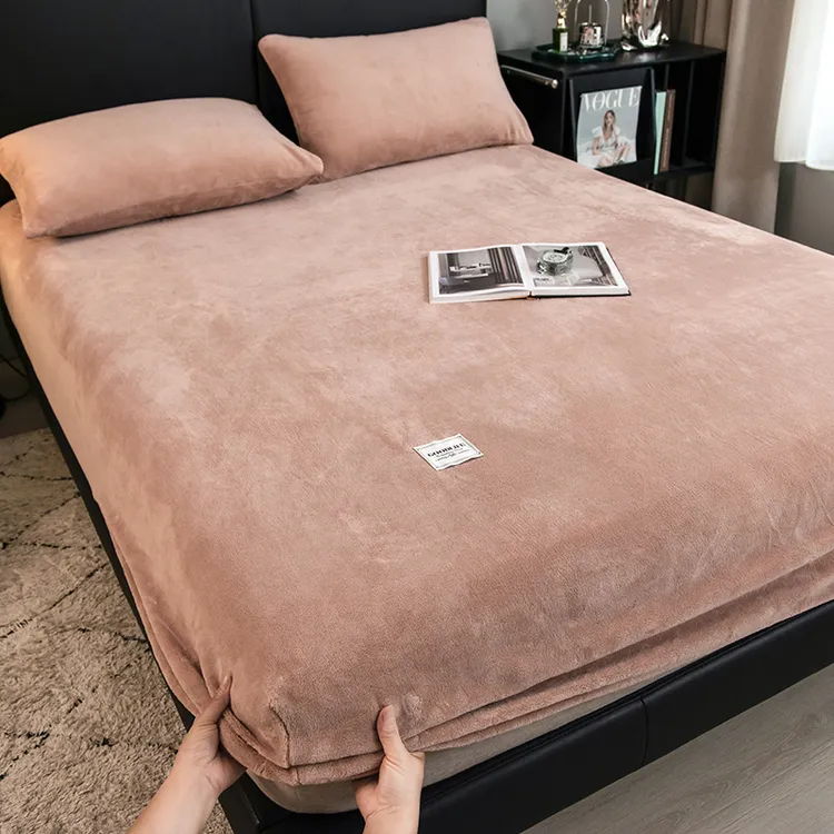 牛奶绒床罩套加绒防滑床单秋冬季家用全包加厚保暖床垫套学生宿舍