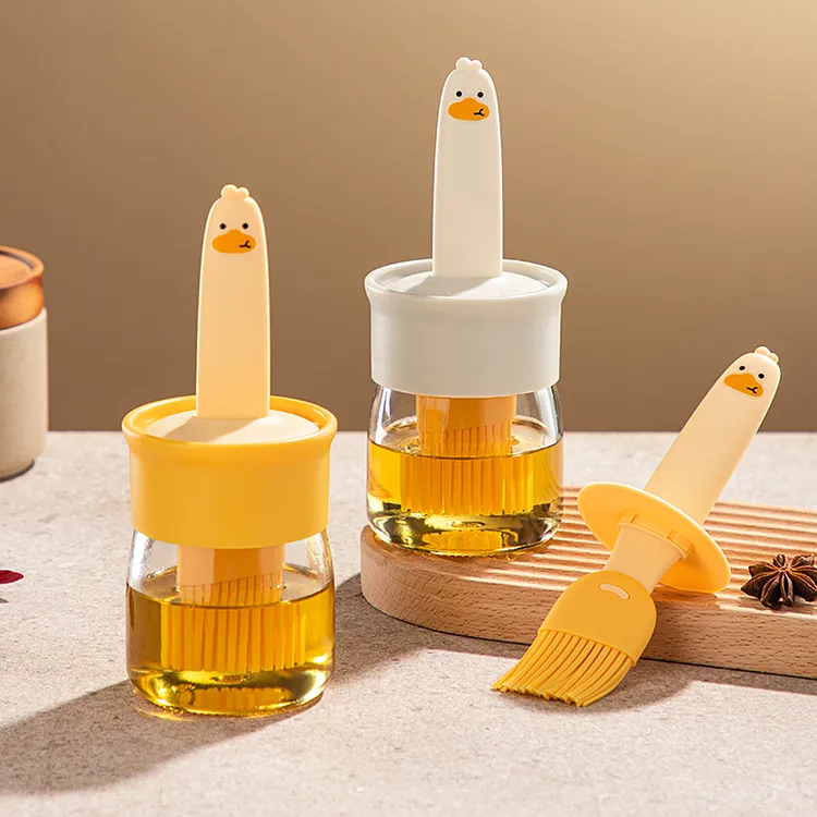 519油刷子家用耐高温油刷带瓶厨房硅胶烧烤烘焙刷油一体式油刷瓶