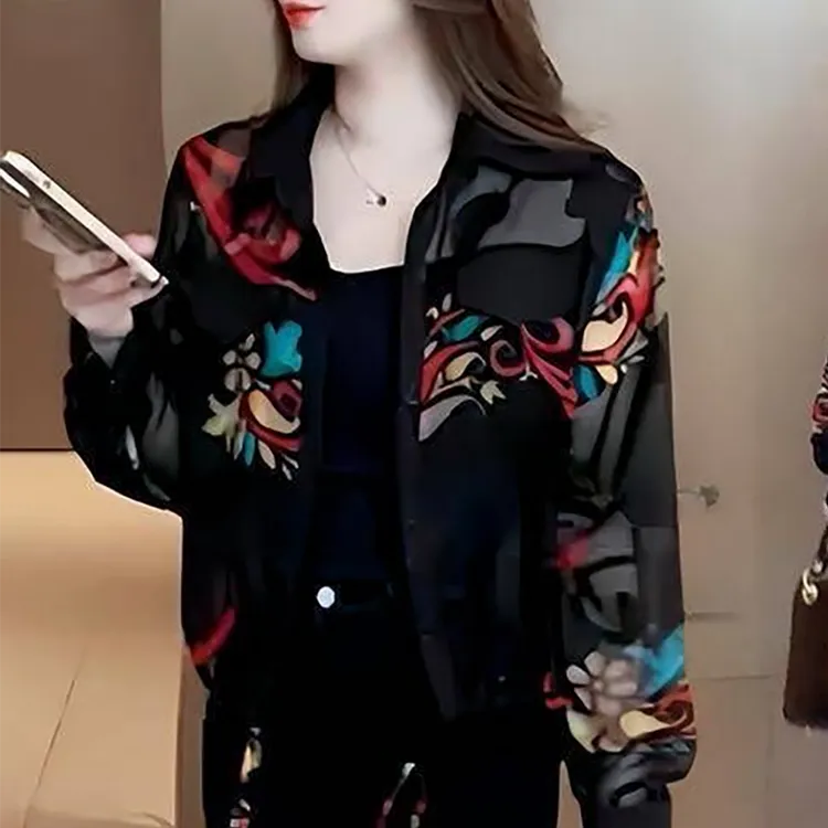 百搭防晒衣2025新款宽松气质减龄妈妈装超仙国风花色夏款长袖衬衫